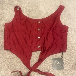 New Zaful Red Medium Crop top with tie